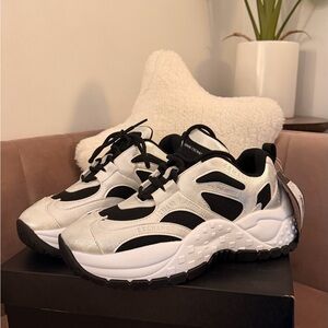 Armani Exchange Silver and Black Sneakers